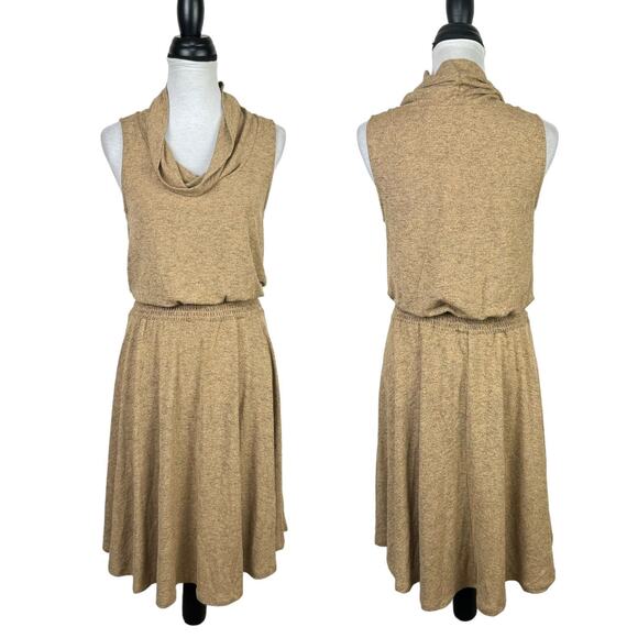Soft Surroundings NWT Kerry Tan Speckled Cowl Neck Neutral Sleeveless Dress - Picture 3 of 8